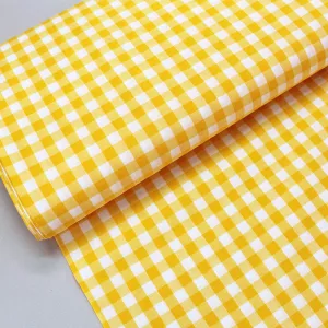 125CM REMNANT Dressmaking Cotton Gingham - Wide Width - Sunshine Yellow and White