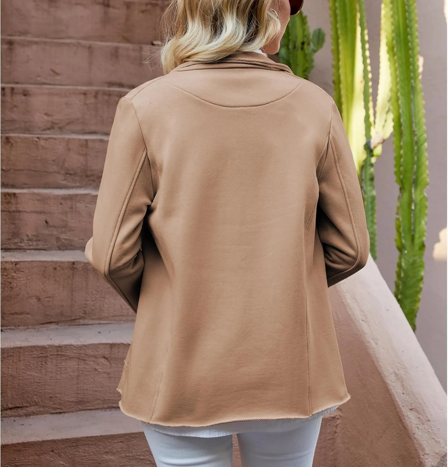 Ainangua Classic Trench Coats for Women Double Breasted Belfast Fleece Peacoat Jackets Essentials Fall Winter Coat