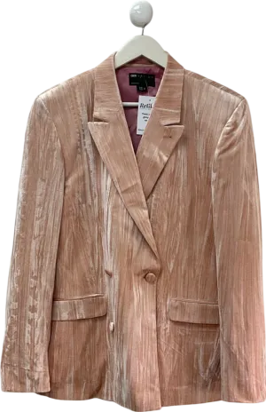 ASOS Skinny Double Breasted Velvet Plisse Blazer In Rose Pink UK 42" CHEST