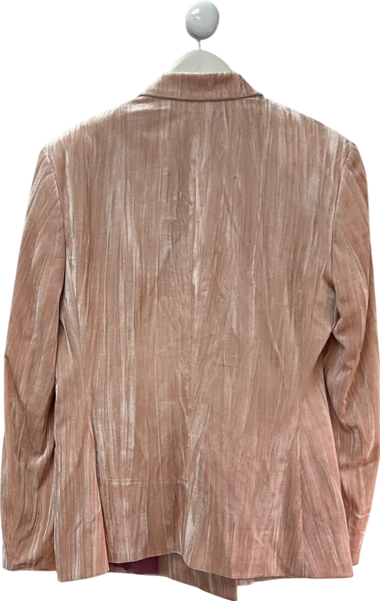 ASOS Skinny Double Breasted Velvet Plisse Blazer In Rose Pink UK 42" CHEST