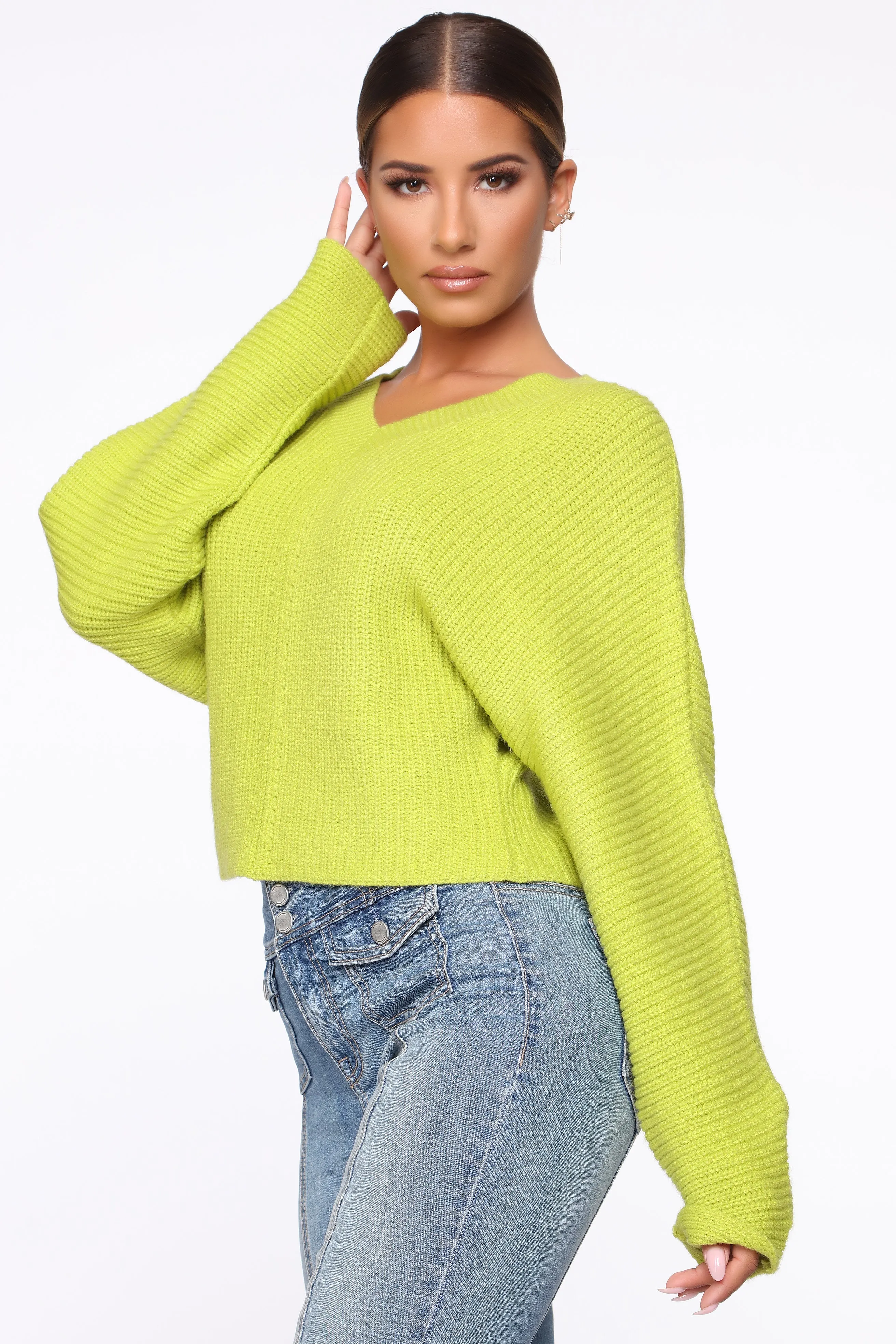 Baby Take Me Back Sweater - Lime