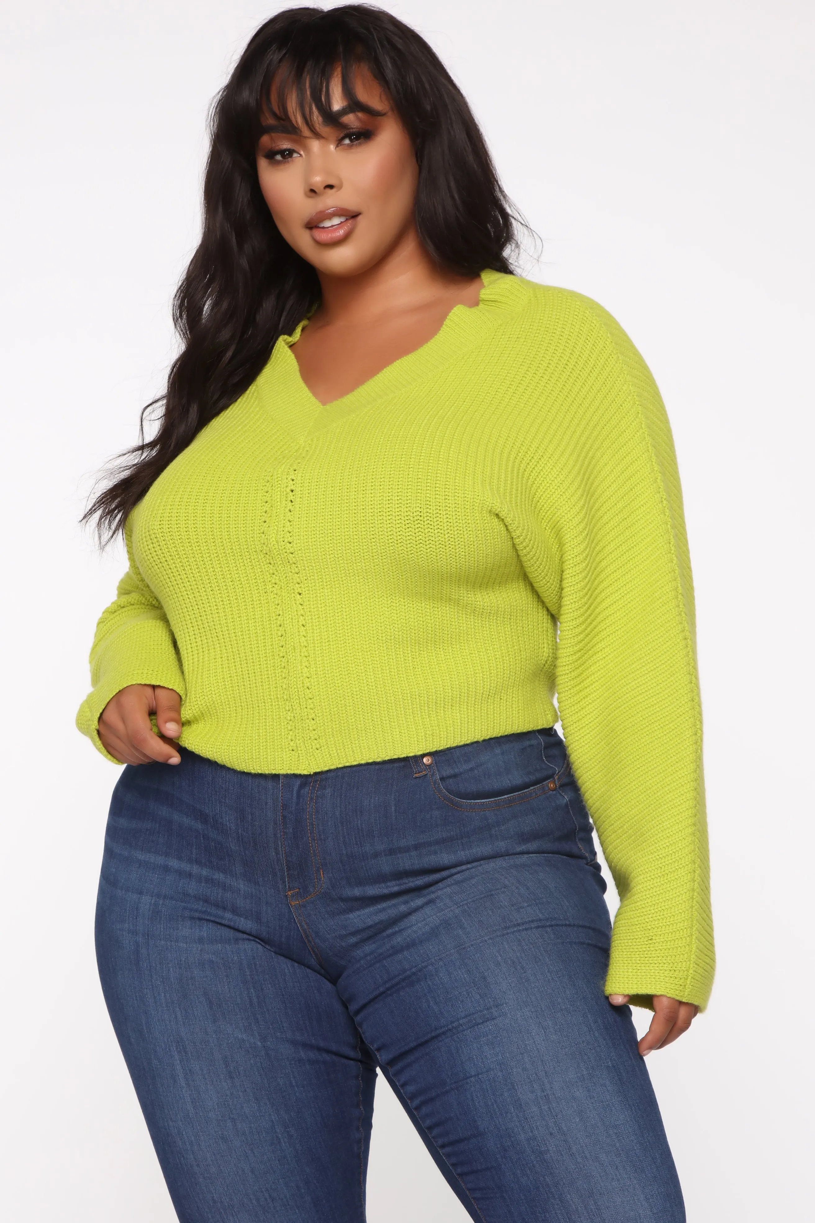 Baby Take Me Back Sweater - Lime