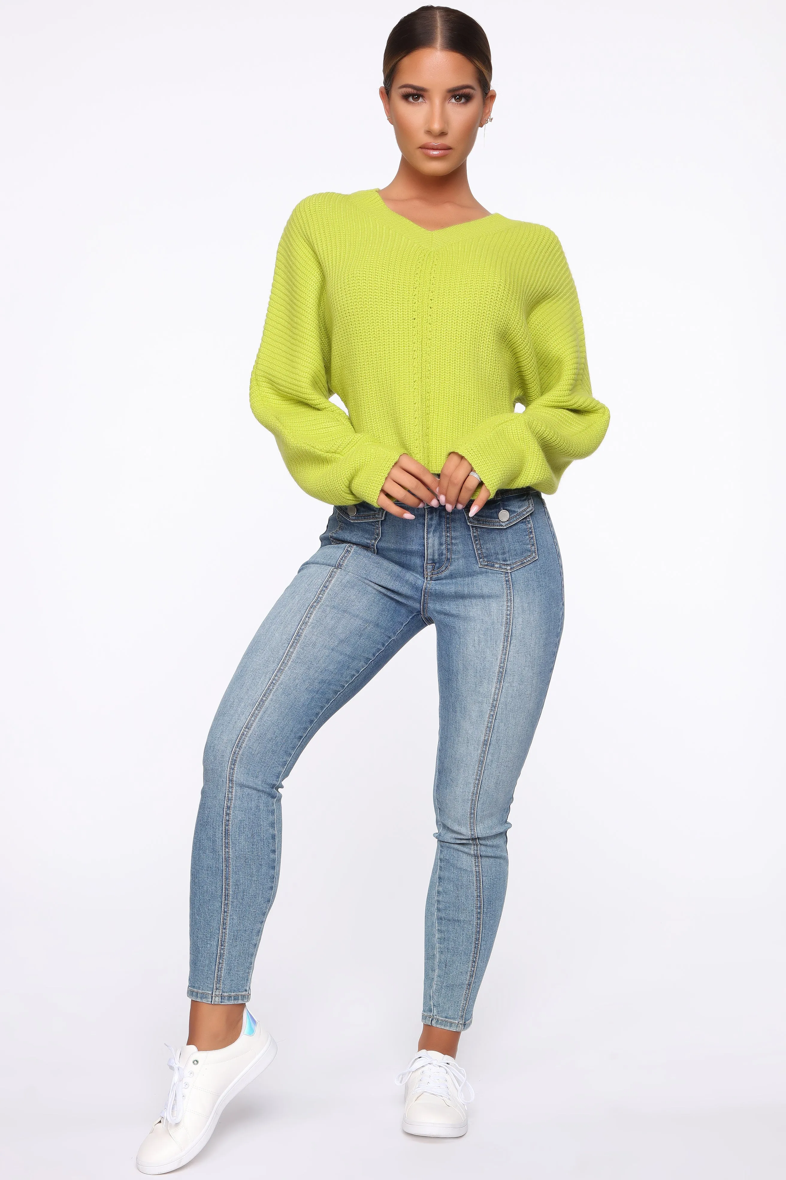 Baby Take Me Back Sweater - Lime