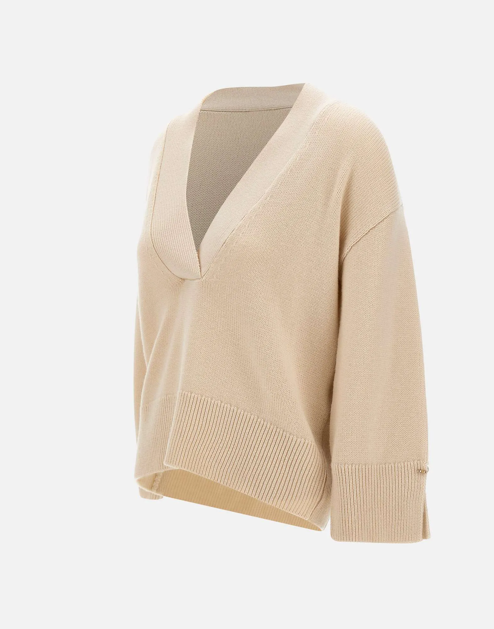 Beige Wool and Cashmere Blend Sweater