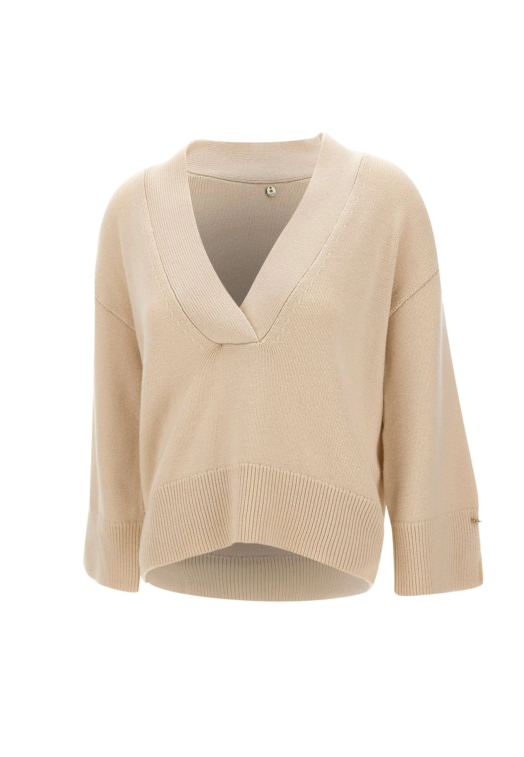 Beige Wool and Cashmere Blend Sweater