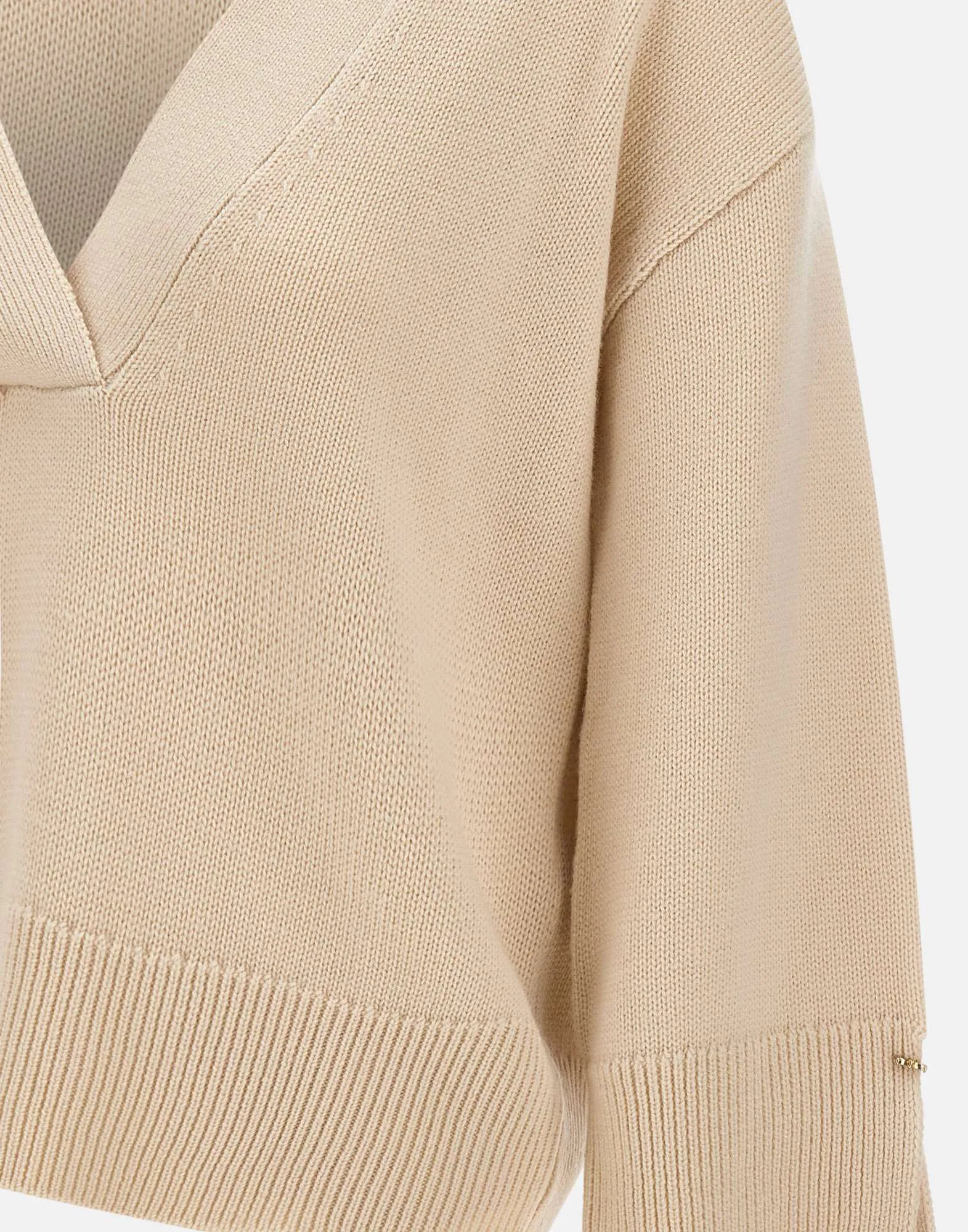 Beige Wool and Cashmere Blend Sweater