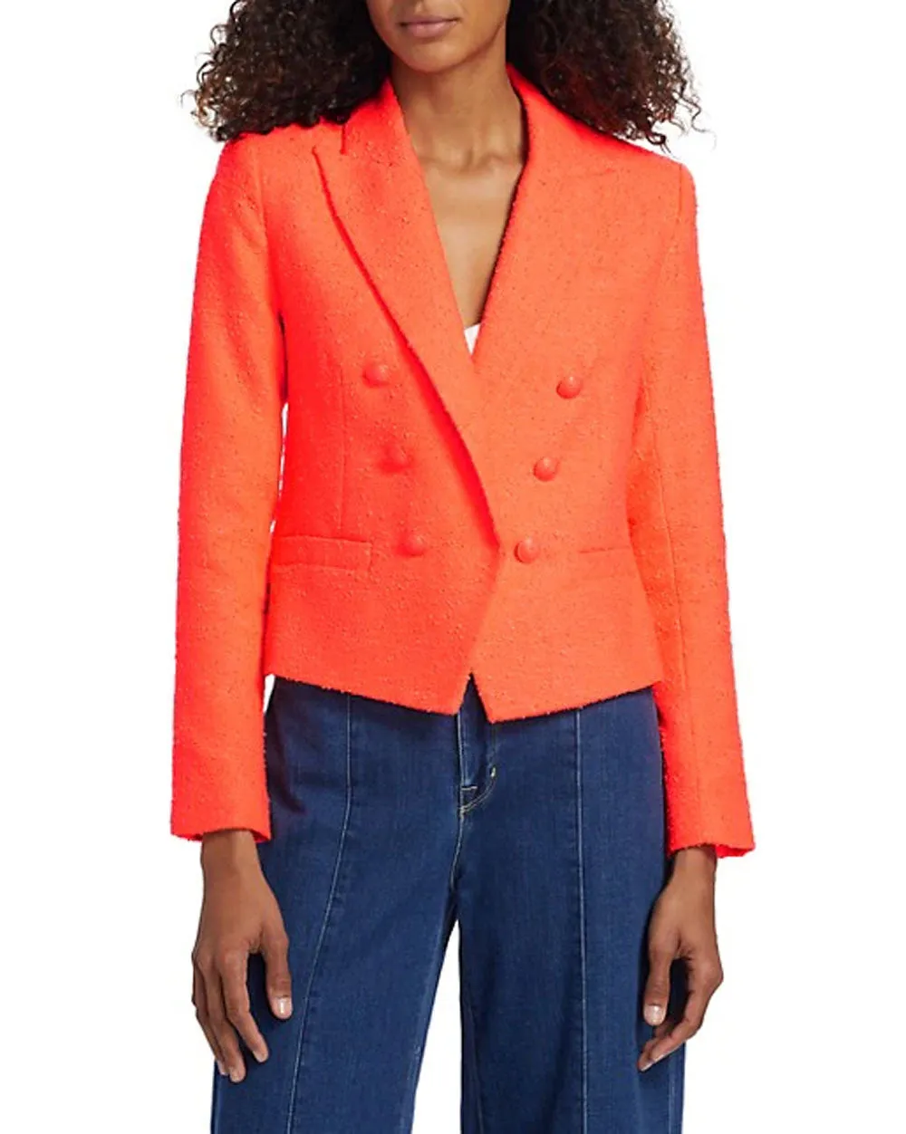 Bright Orange Brooke Double Breasted Crop Blazer