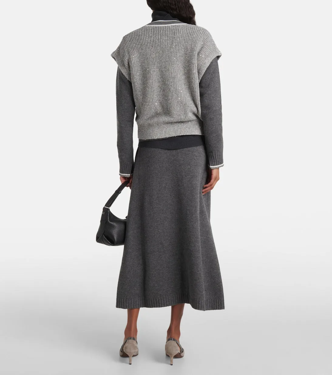 Brunello Cucinelli linen blend sweater vest, gray
