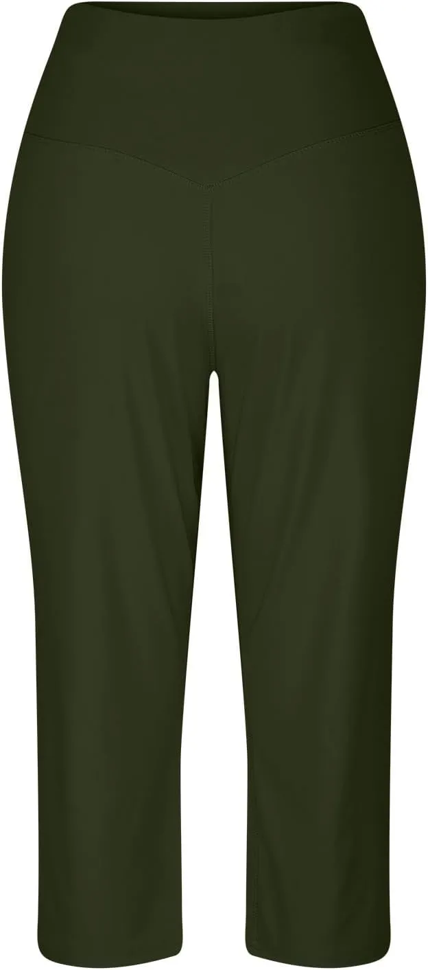 Cargo Pants Women, Casual Capri Pants Wide Leg High Waist with Pockets