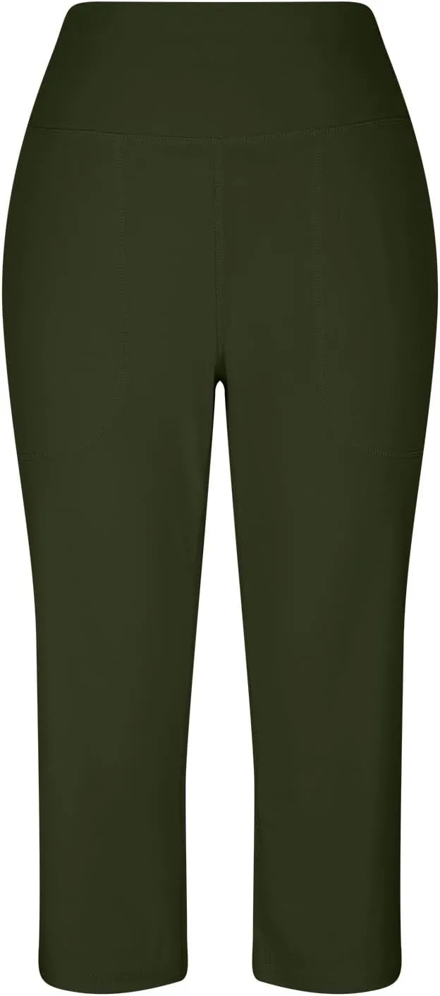 Cargo Pants Women, Casual Capri Pants Wide Leg High Waist with Pockets