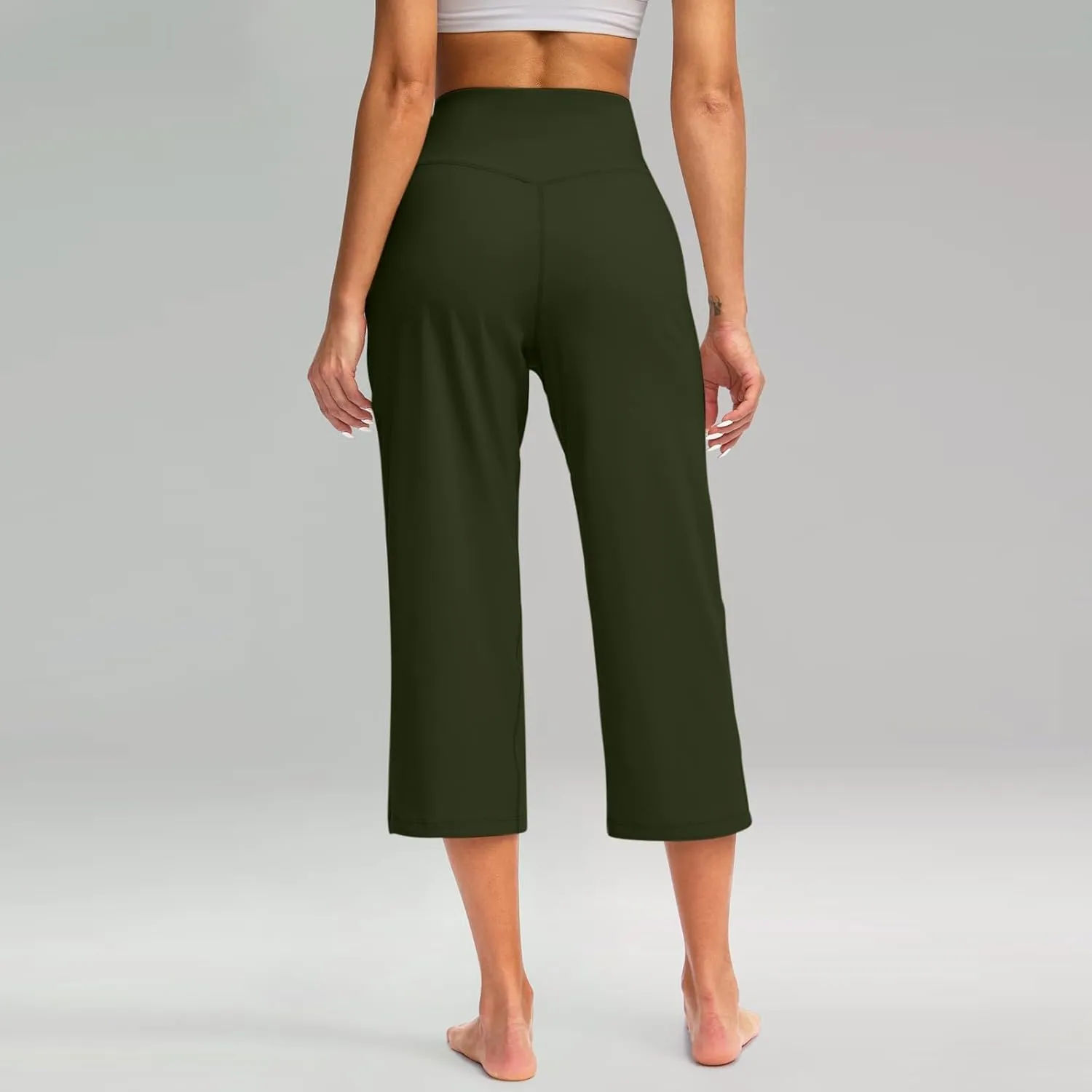 Cargo Pants Women, Casual Capri Pants Wide Leg High Waist with Pockets
