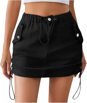 Cargo Skirts for Women Lace Up Short Mini Skirt Lightweight Quick Dry Sports Athletic Skirt Casual Bodycon Skirts