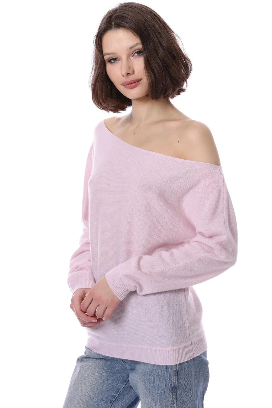 Cashmere Off The Shoulder Top Pink Pearl
