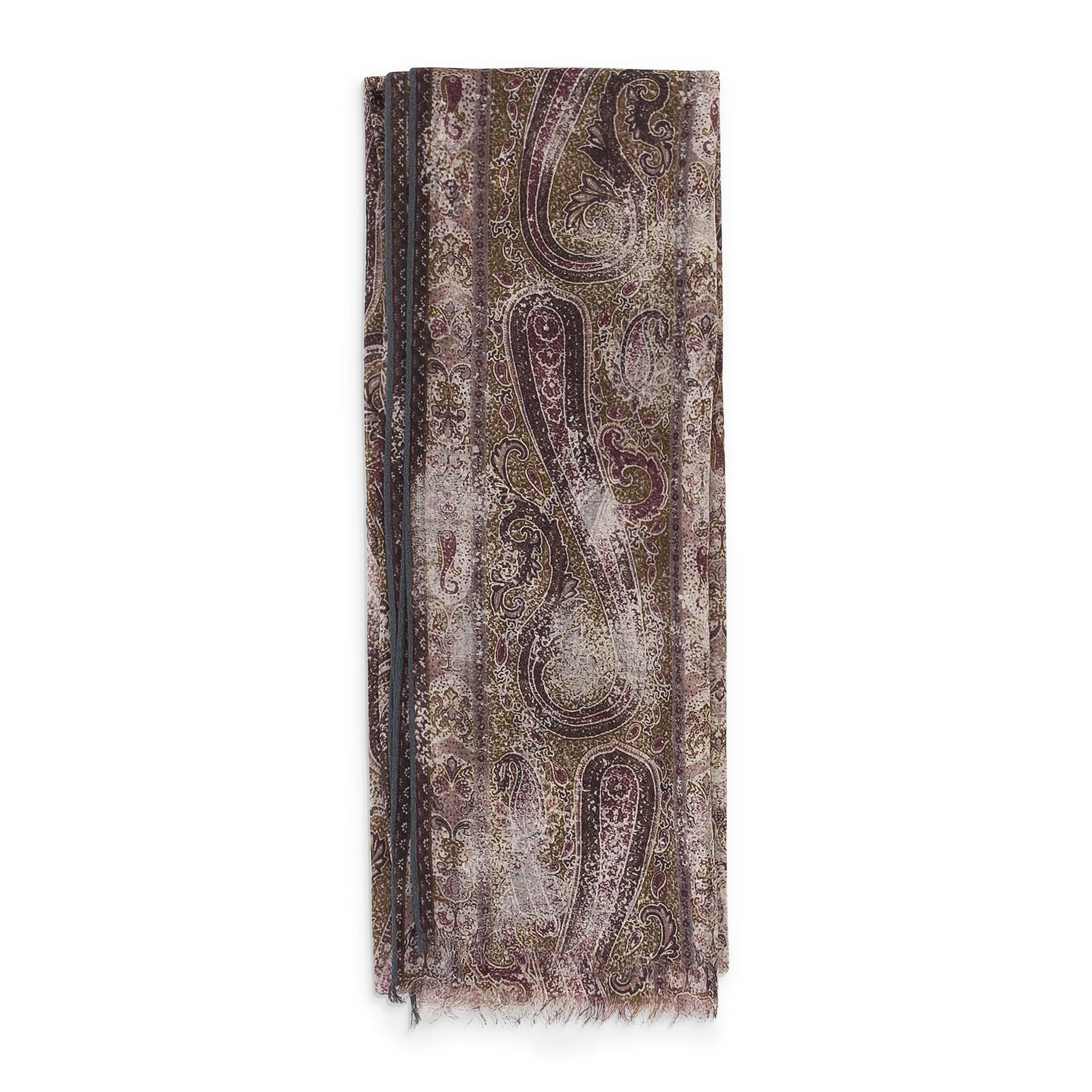 CASHMERE PAISLEY PRINT BROWN SCARF