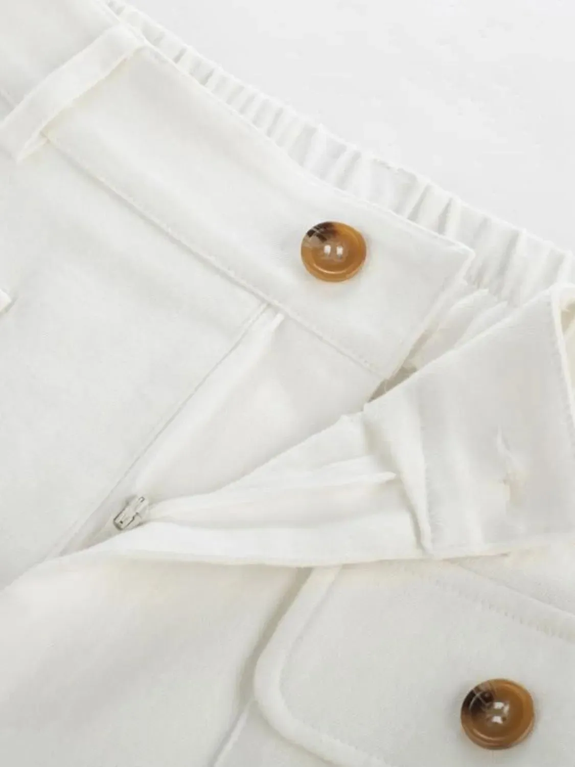Closet Staple Design Gold Button High Waist Wide Leg Pants- Various Colors Options