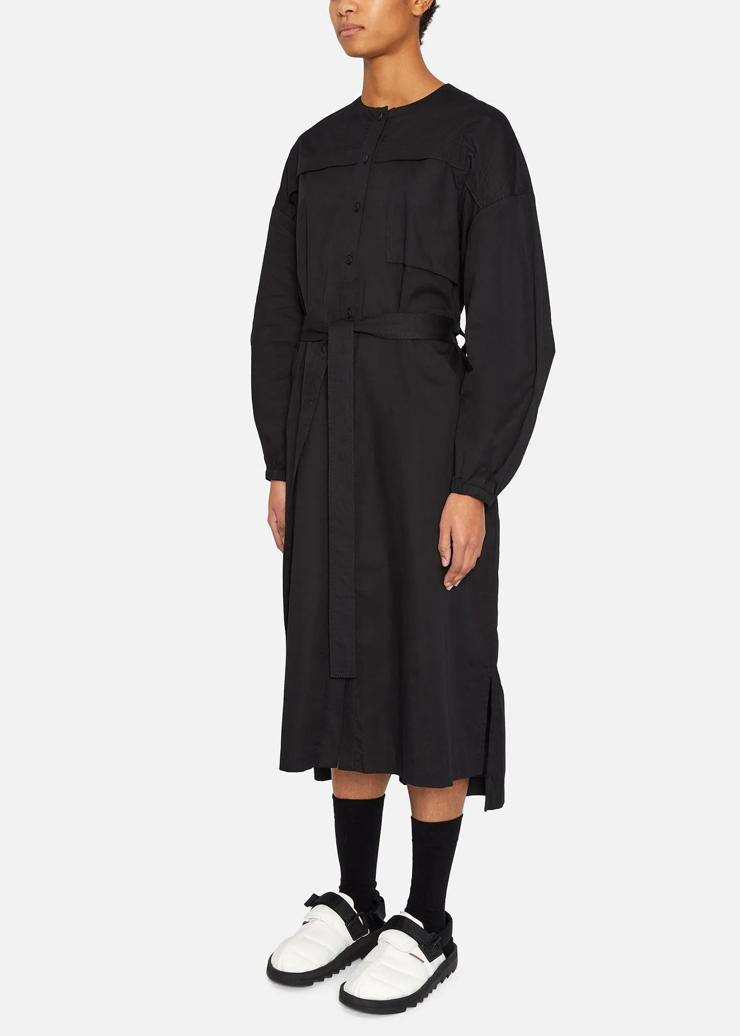 COM.PACKED SHIRT DRESS BLACK