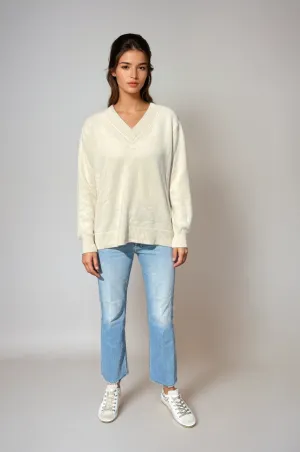 Cooper V Neck Cashmere Jumper Cream