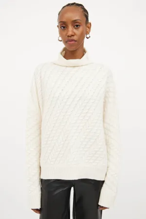 Cream Cable Knit Cashmere Sweater