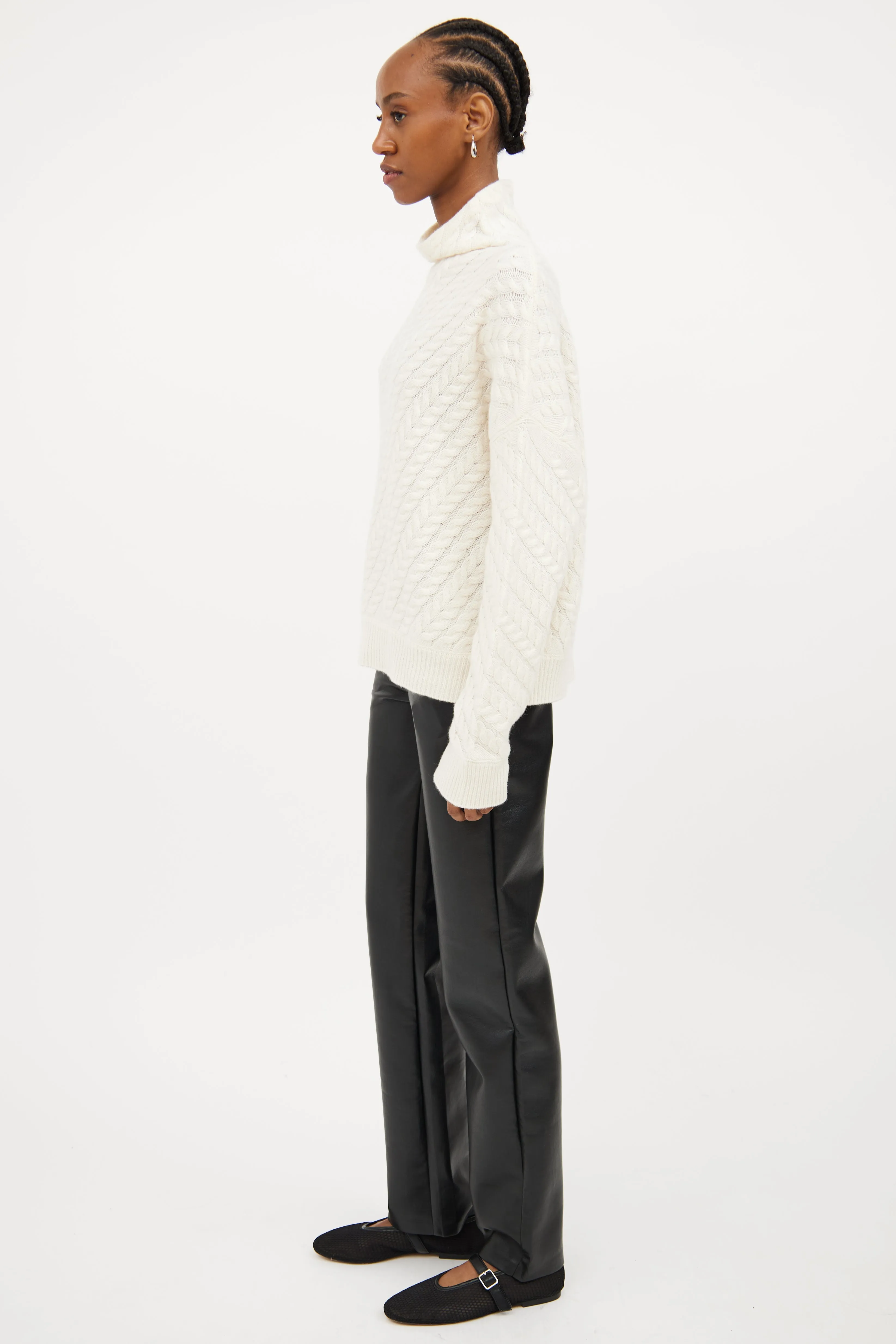 Cream Cable Knit Cashmere Sweater