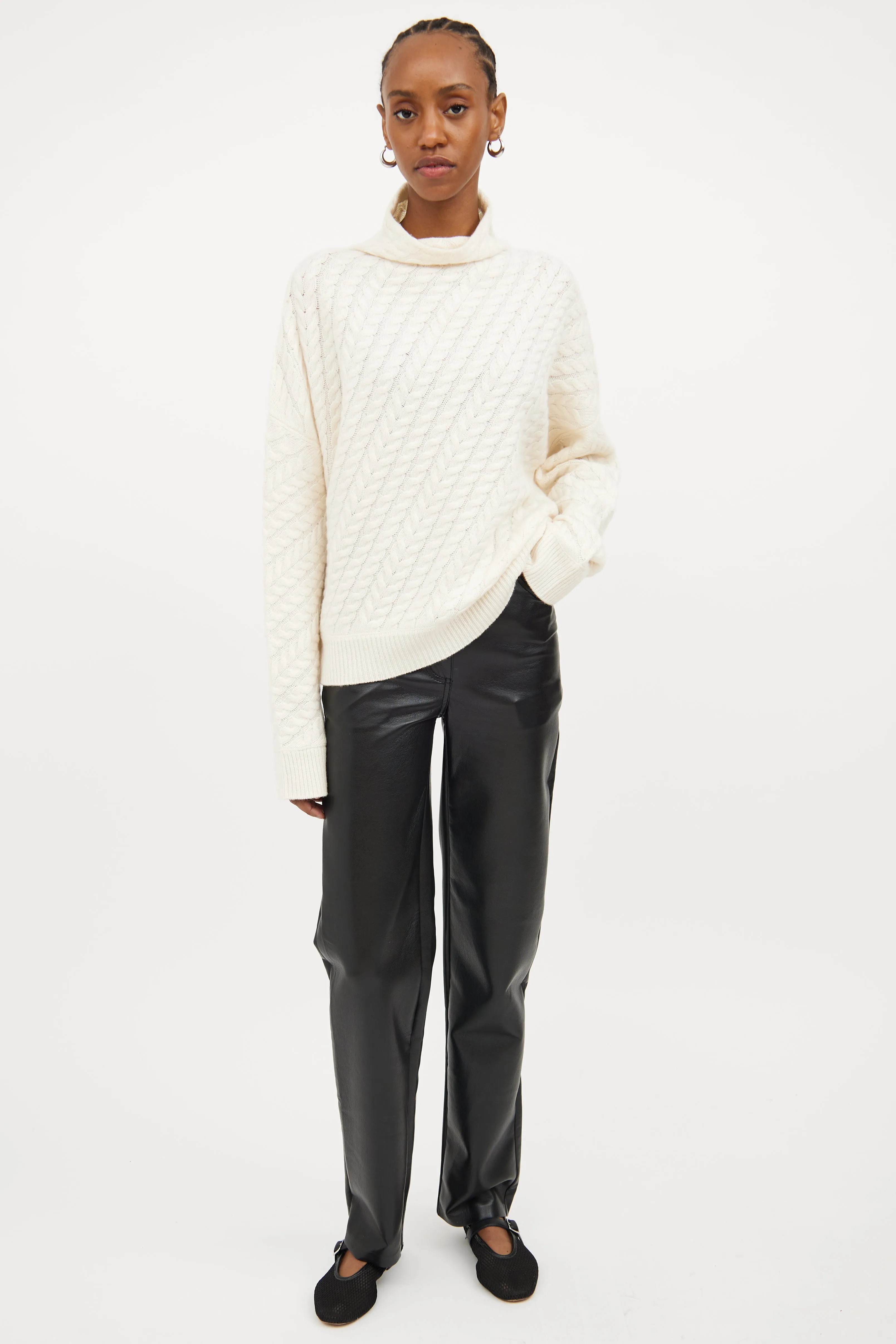 Cream Cable Knit Cashmere Sweater