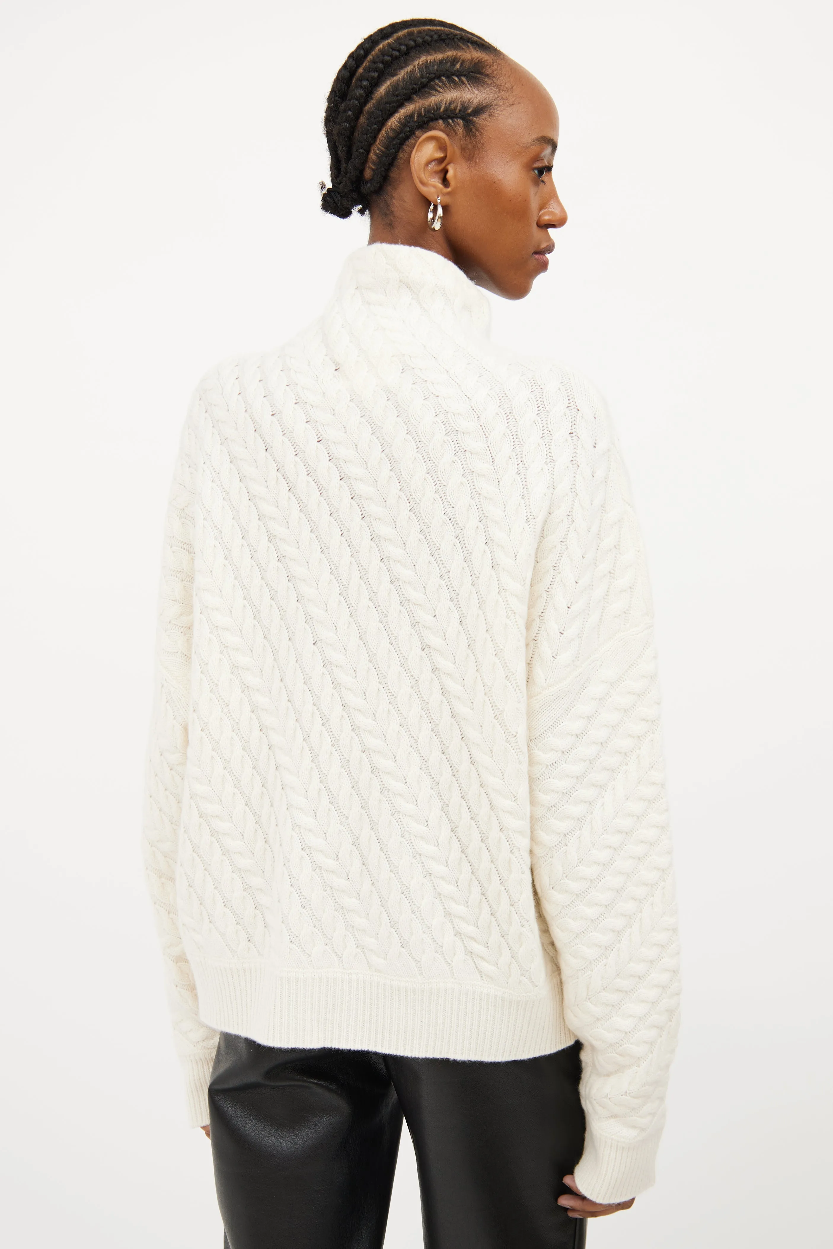 Cream Cable Knit Cashmere Sweater