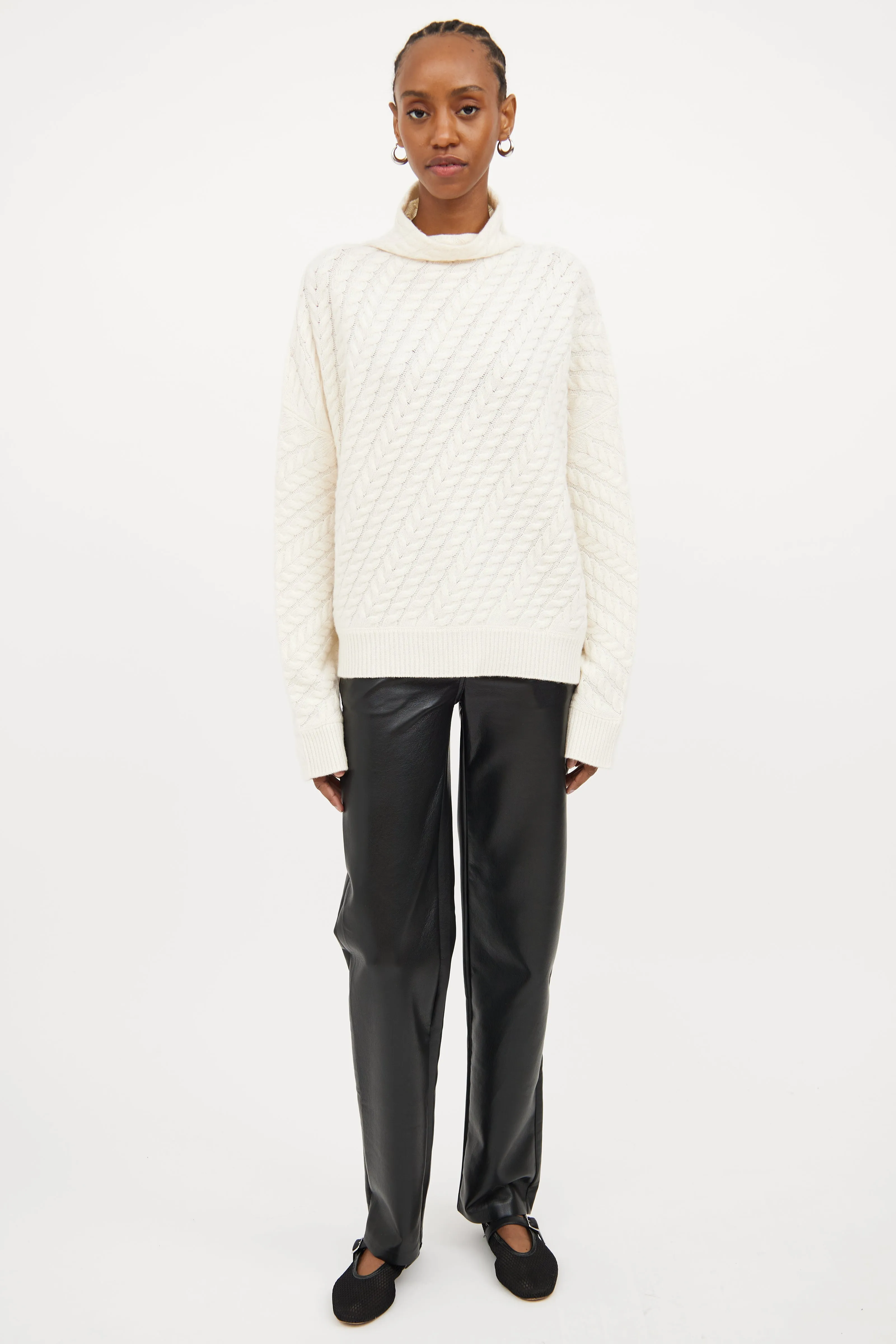 Cream Cable Knit Cashmere Sweater