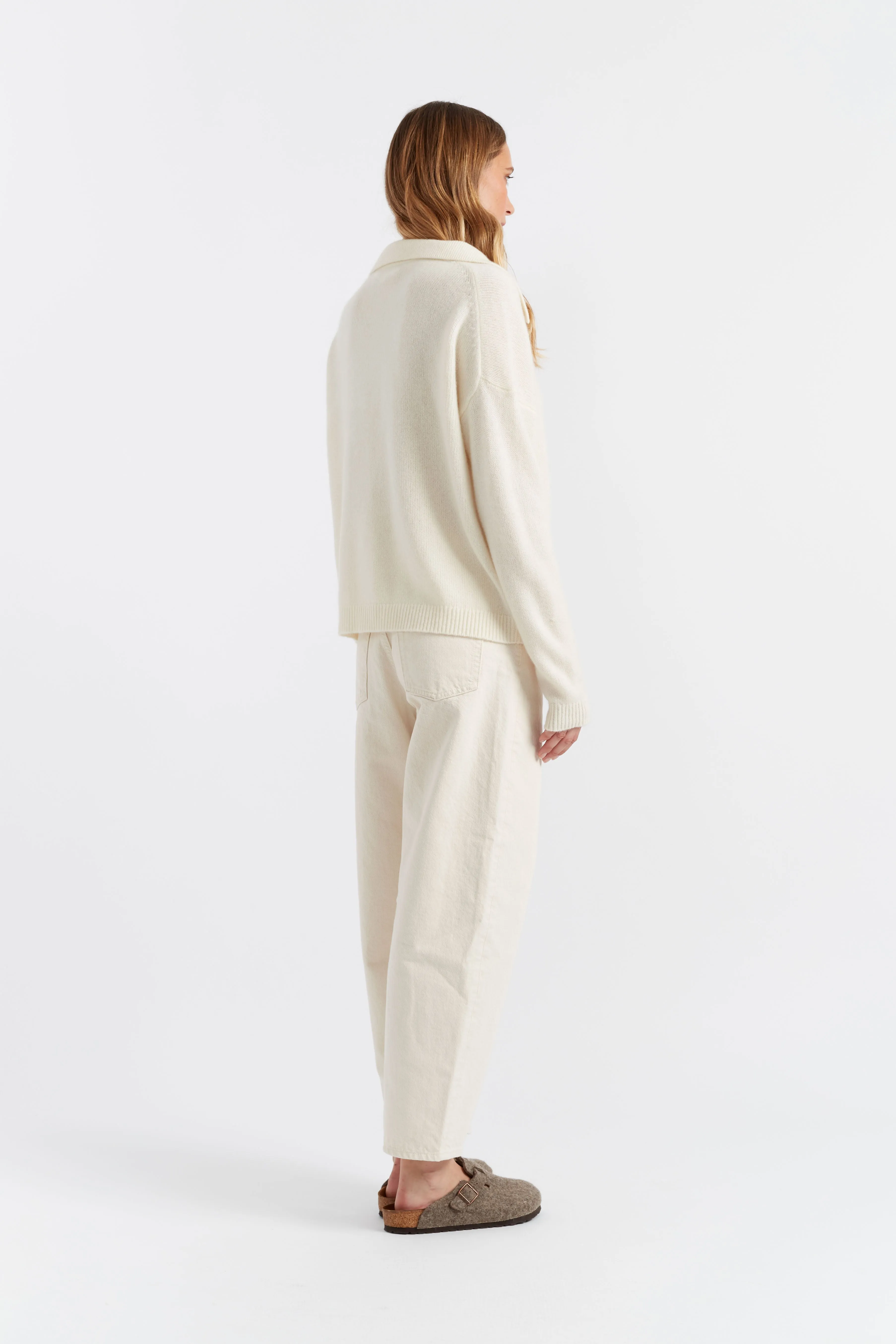 Cream Cloud Cashmere Collared Sweater