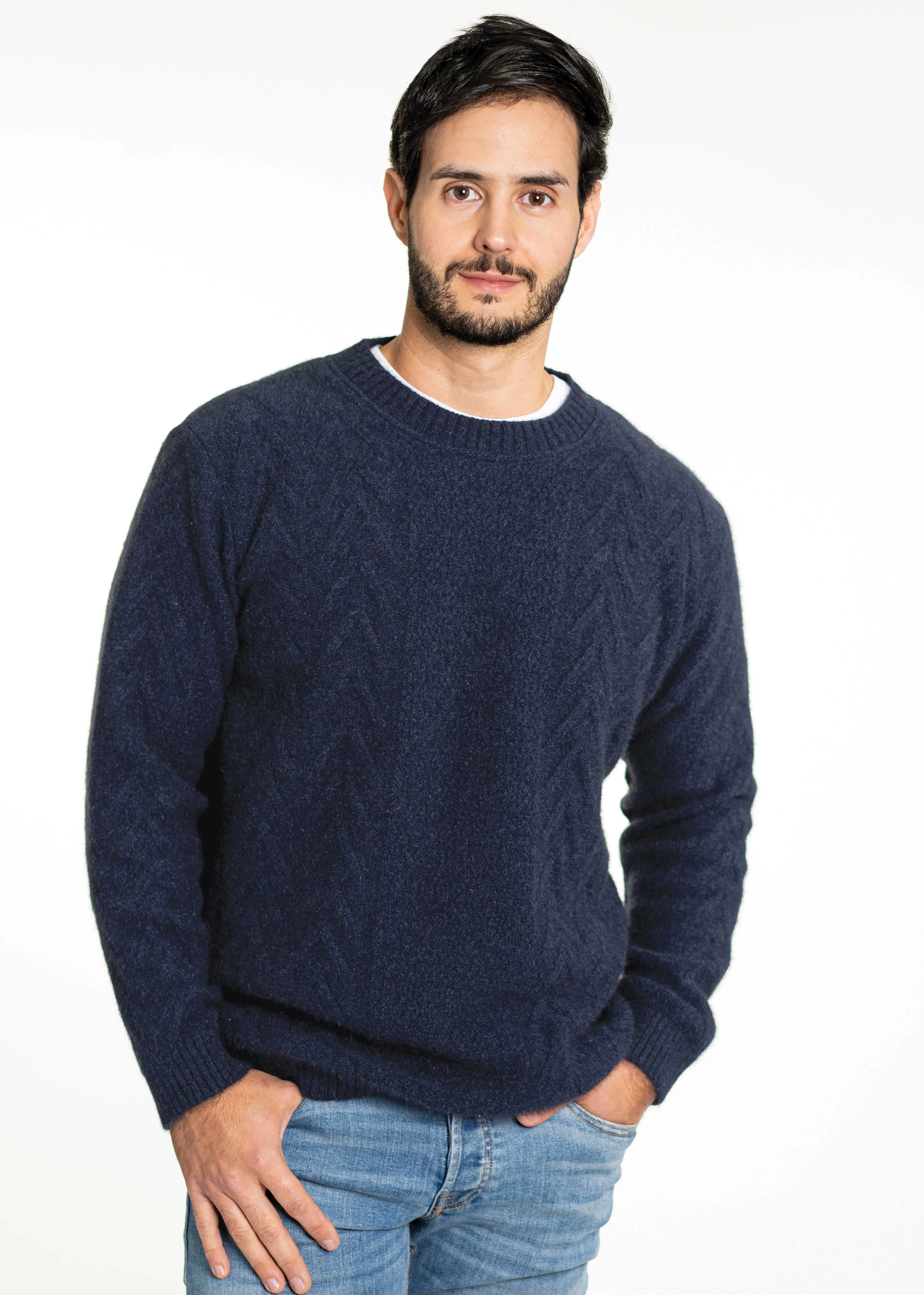 CREW NECK ARAN JUMPER