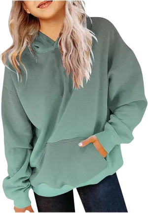 Cute Hoodies for Teen Gril Trendy Gradient Oversized Hooded Sweatshirts Long Sleeve Gril Pullover Tops 2-13 Years