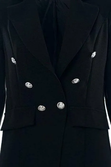 Double Breasted Buttoned Blazer in Black
