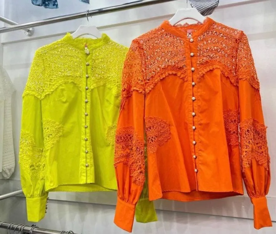 Exquisite Orange Lace Blouse