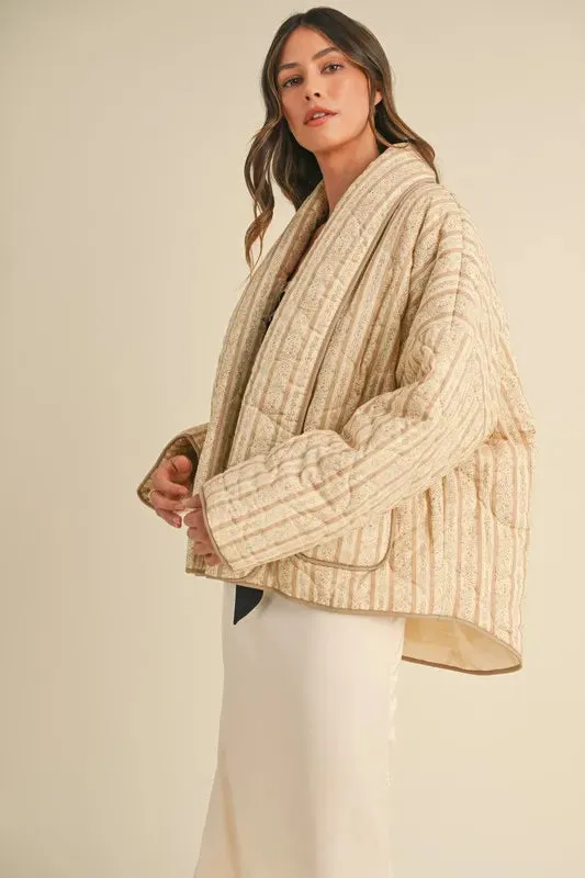 Fiona Floral Printed Quilted Open Jacket