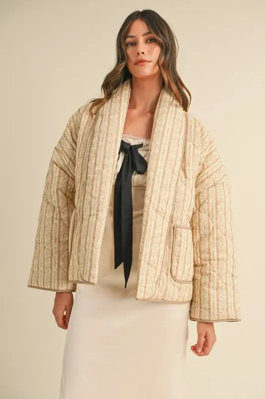 Fiona Floral Printed Quilted Open Jacket