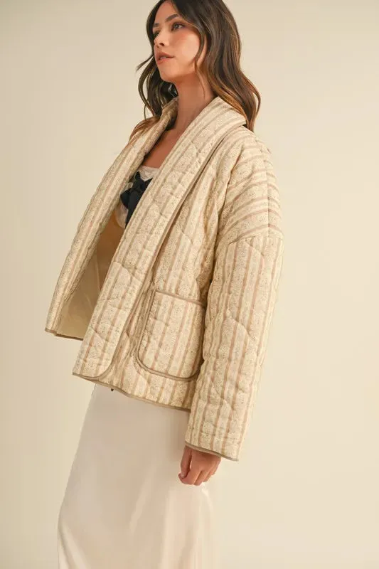 Fiona Floral Printed Quilted Open Jacket