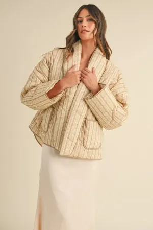 Fiona Floral Printed Quilted Open Jacket