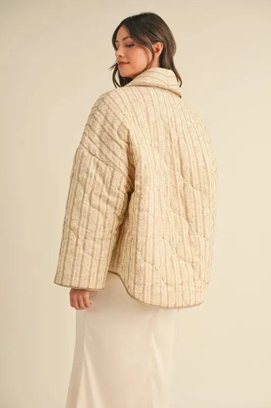 Fiona Floral Printed Quilted Open Jacket