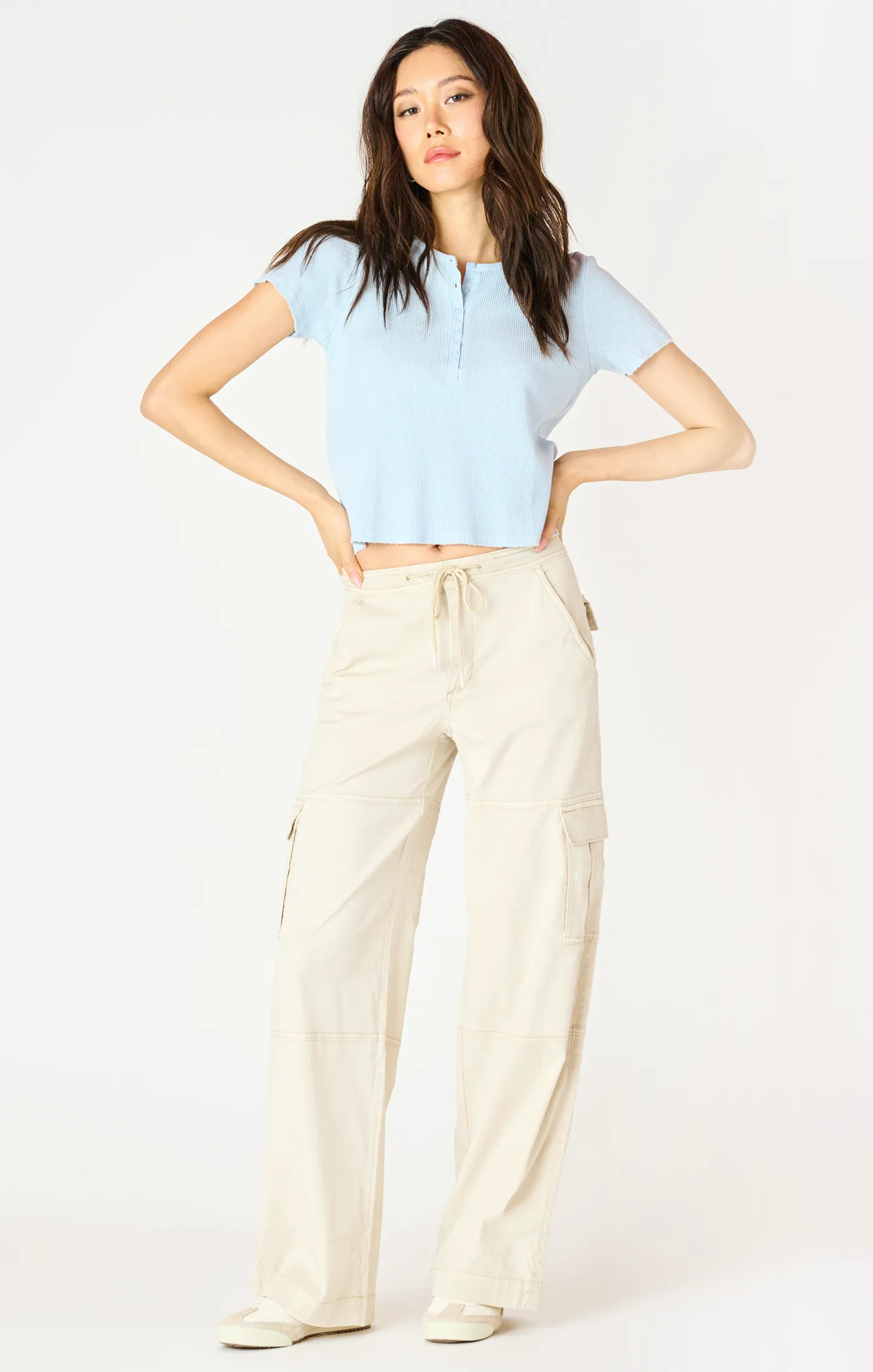 Fluid Cargo Pants | Cream Beige