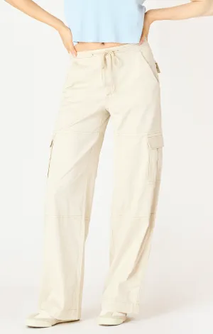 Fluid Cargo Pants | Cream Beige