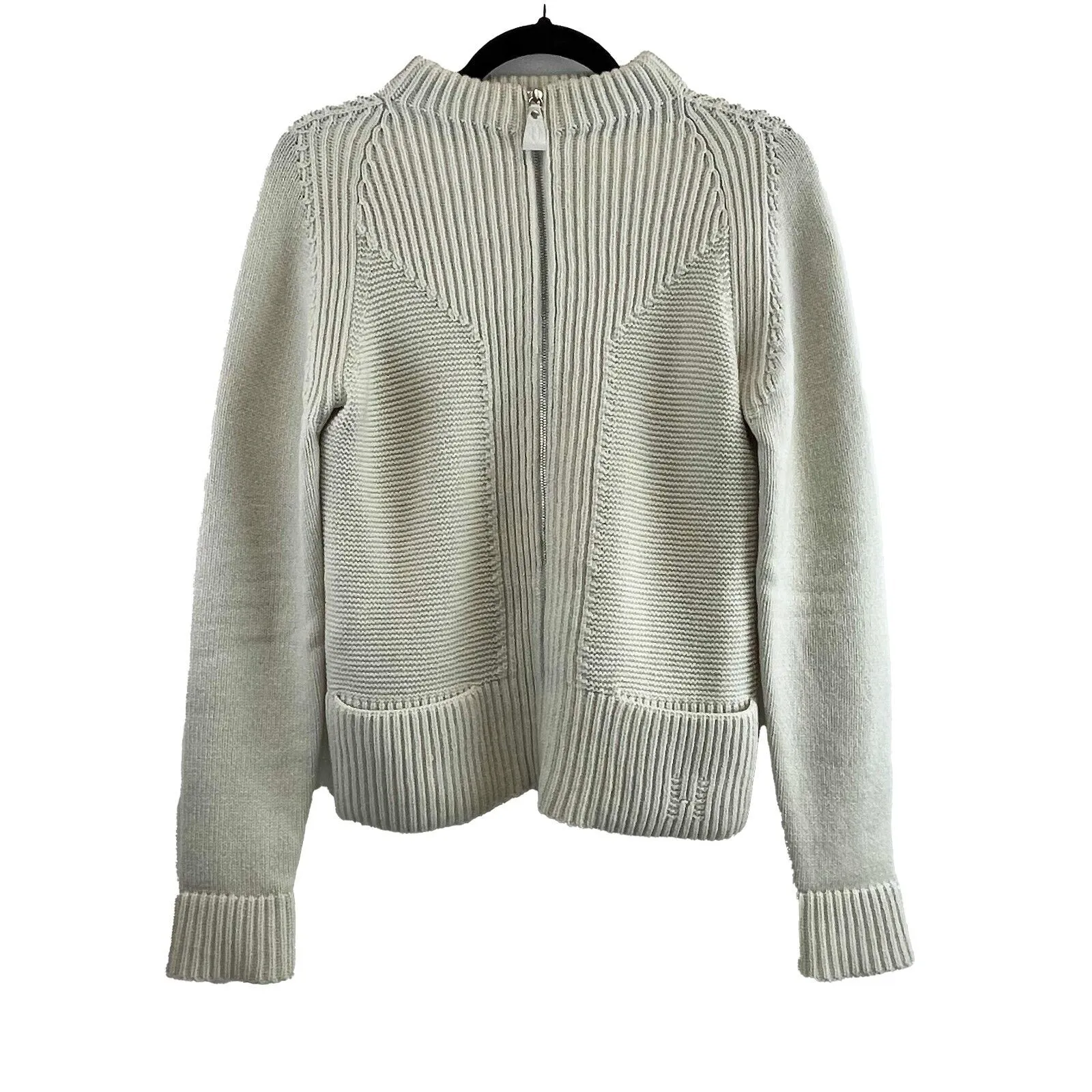 Hermes Excellent Ivory virgin wool cardigan 36 US 4 - zip up sweater coat jacket