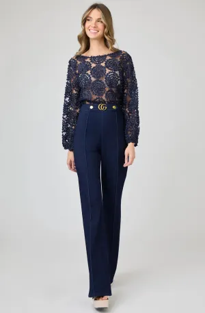 High Waist Denim Trousers