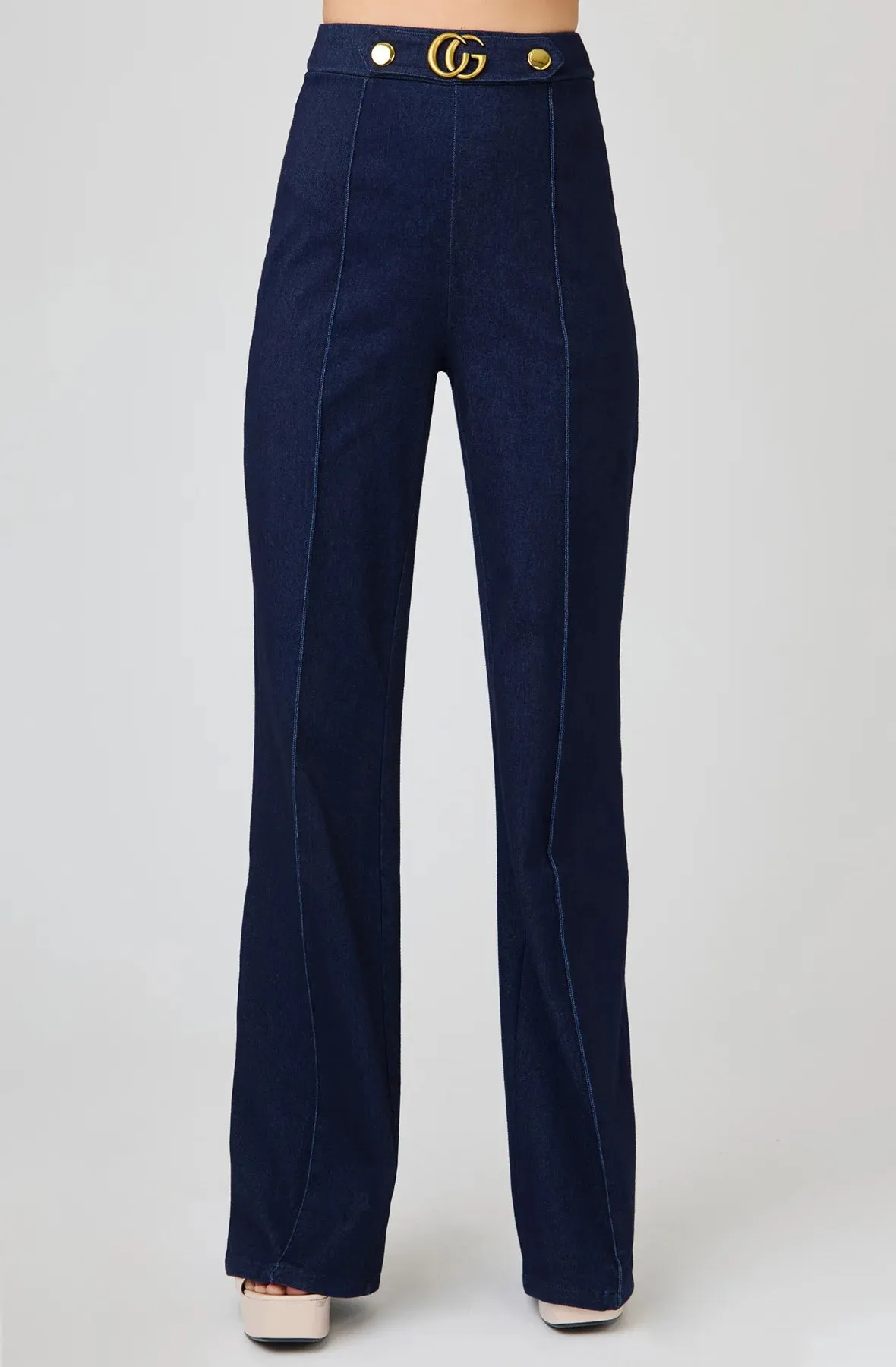 High Waist Denim Trousers
