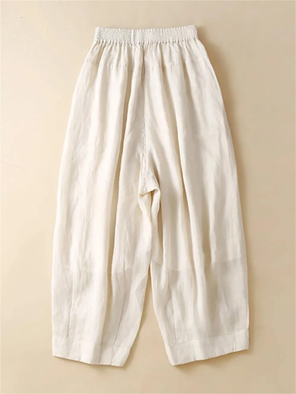 Hndudnff Women Casual Solid Double Layers Trousers Summer High Waist Cotton Harem Pants