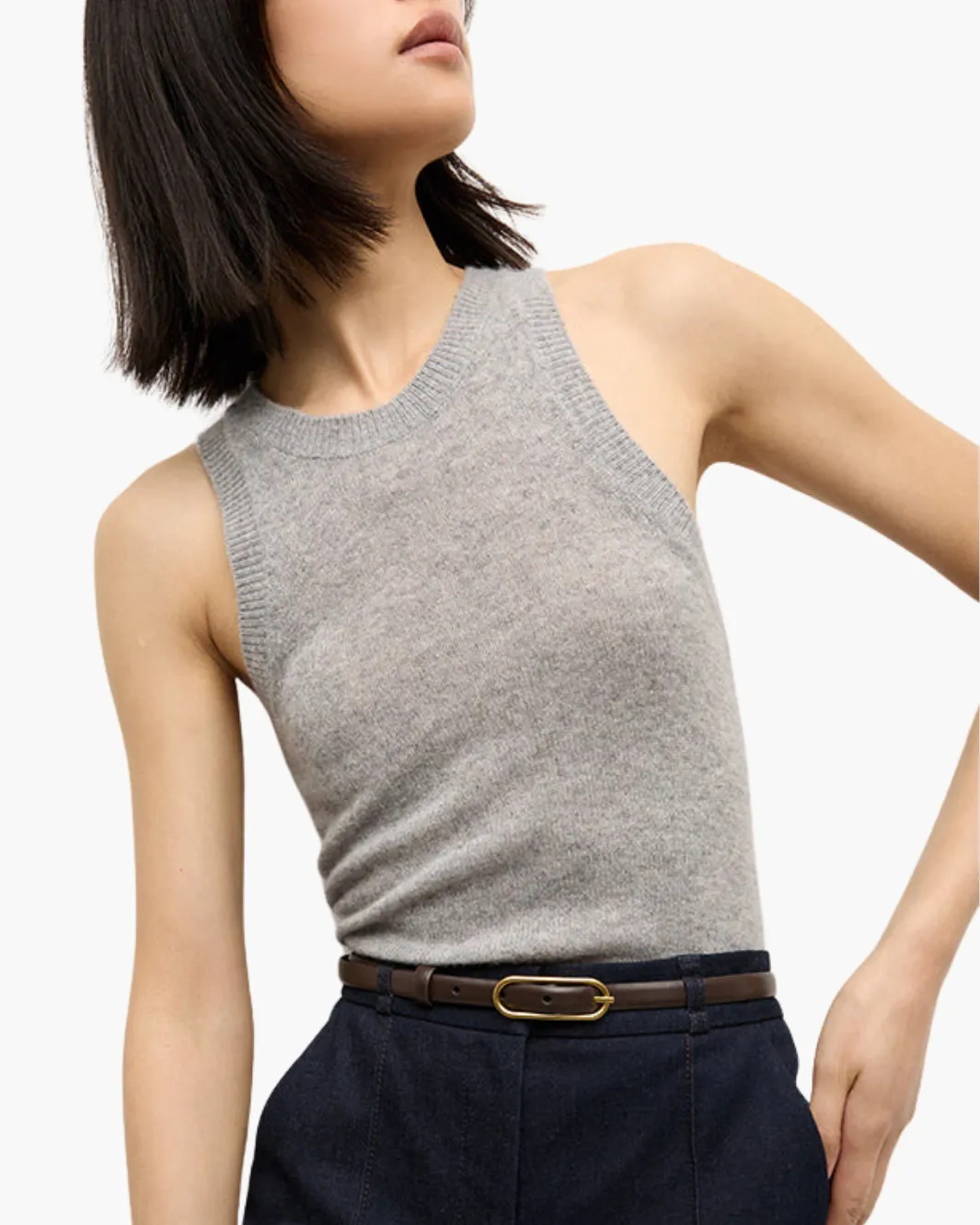 JERREL CASHMERE TANK IN HEATHER GREY