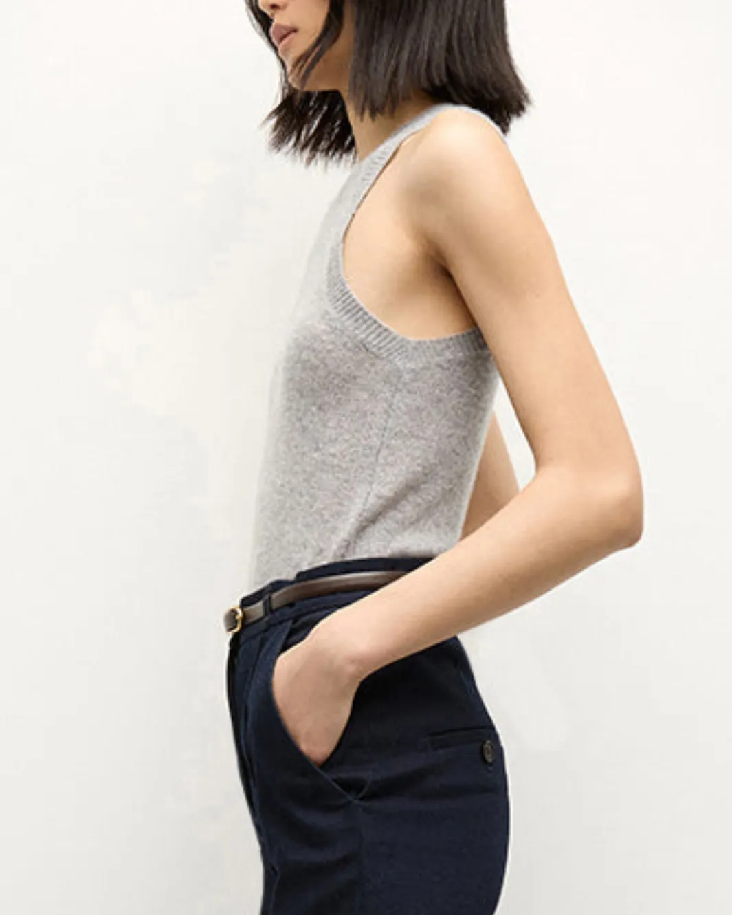 JERREL CASHMERE TANK IN HEATHER GREY