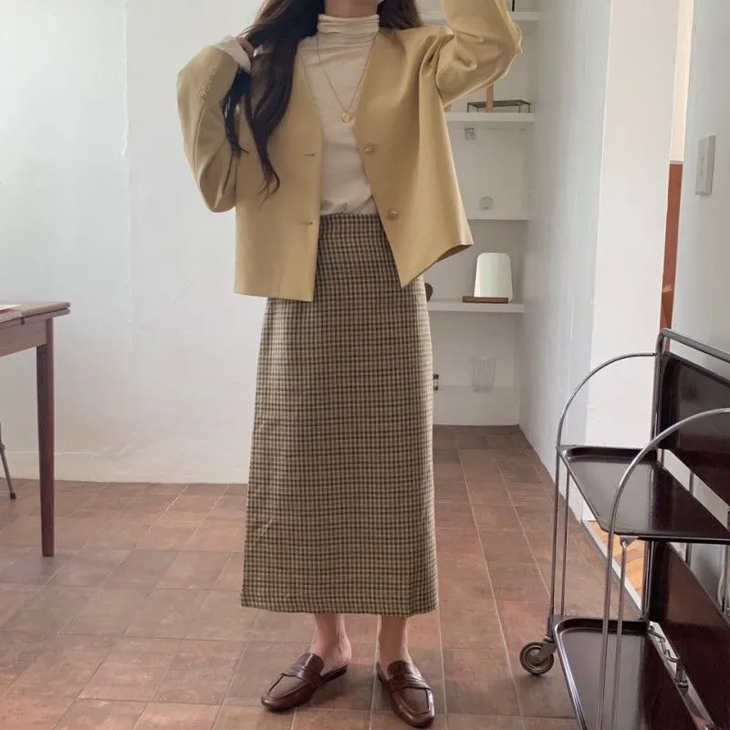 [Korean Style] Corn Bread Single Breasted Cropped Blazer