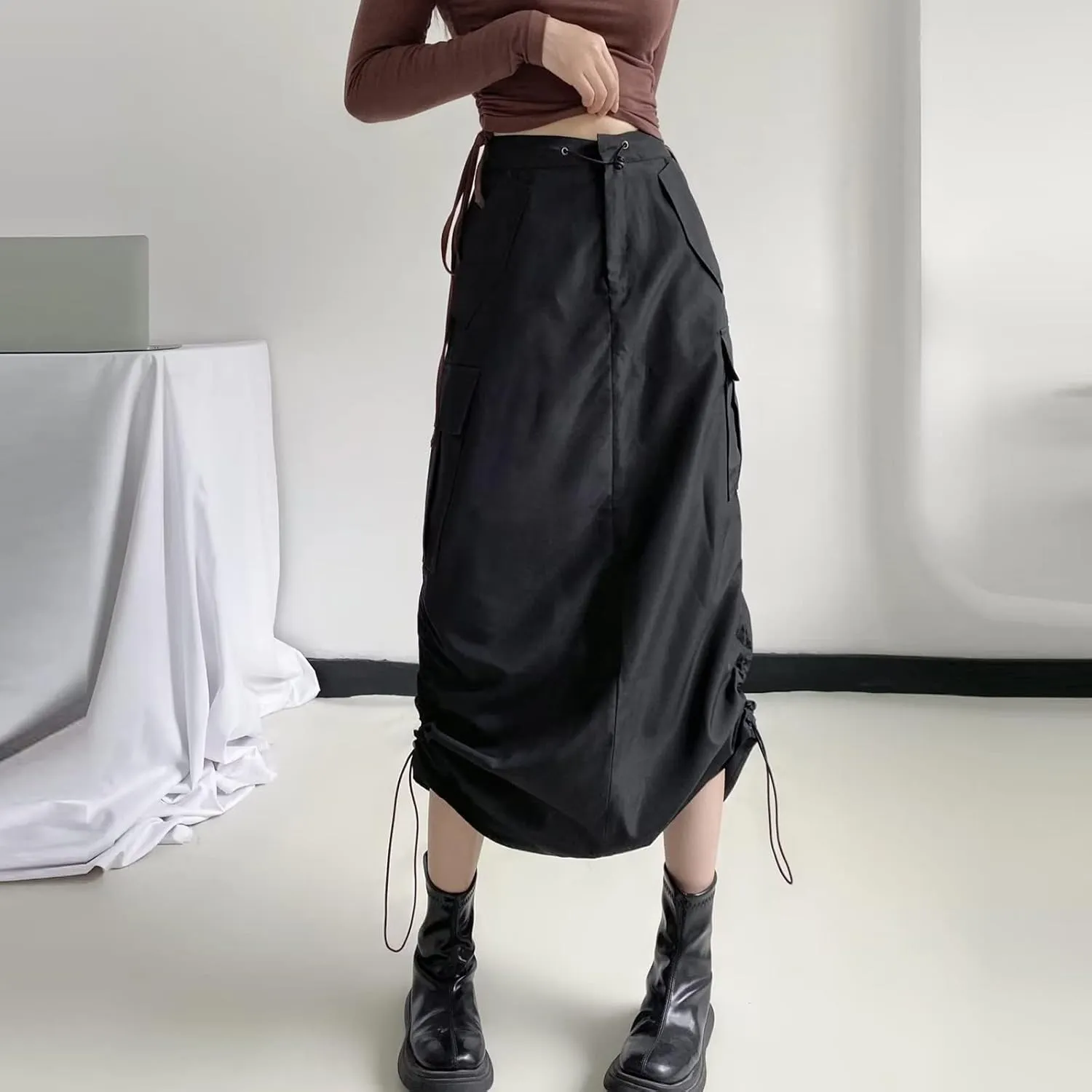 Long Skirt for Women Cargo Midi Elegant Pencil Skirt Beach Maxi Sexy Midi Skirts with Pocket Pencil Skirt for