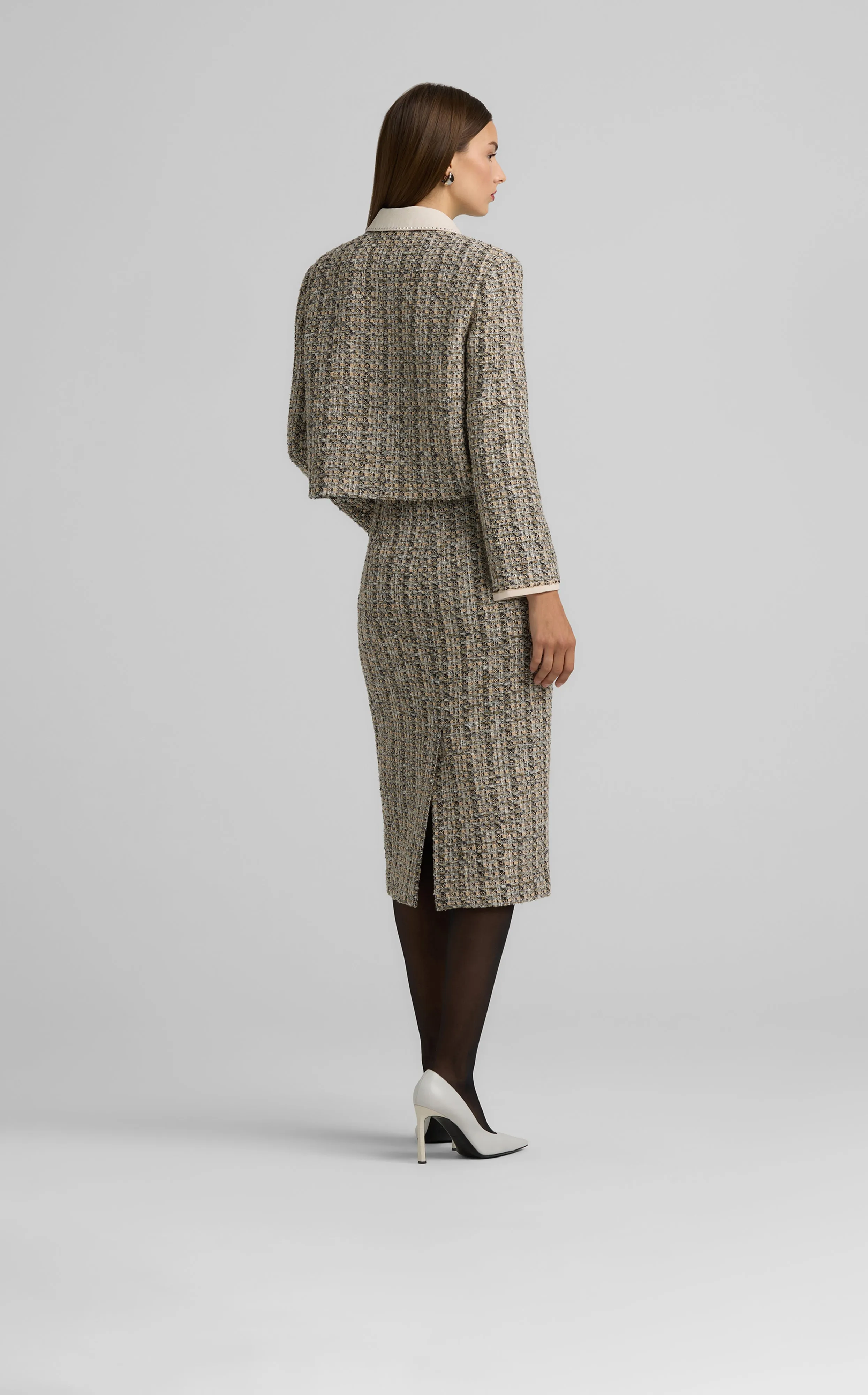 Metallic Tweed Collage Skirt