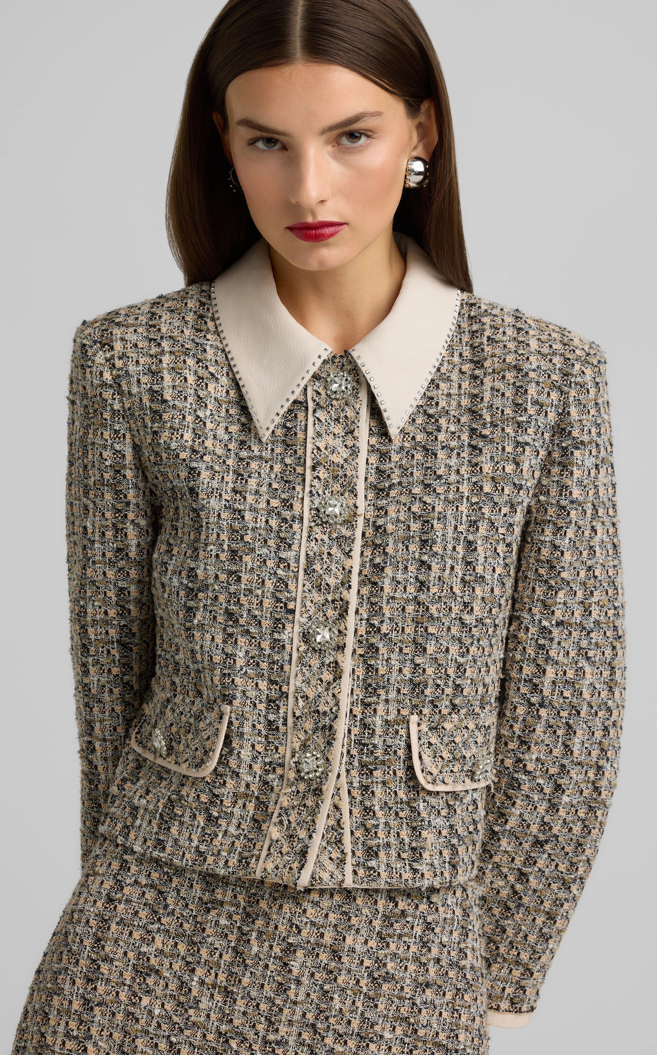 Metallic Tweed Collage Skirt