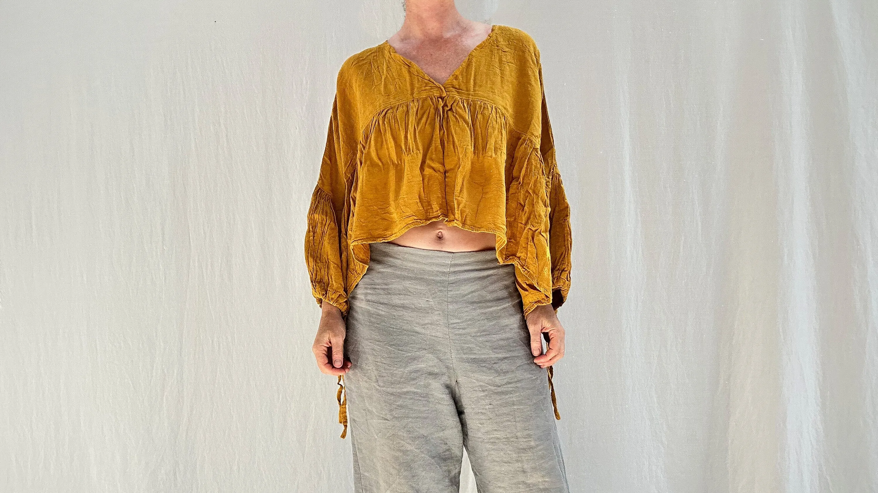 Mexican Gauze Blouse. Mustard. One Size