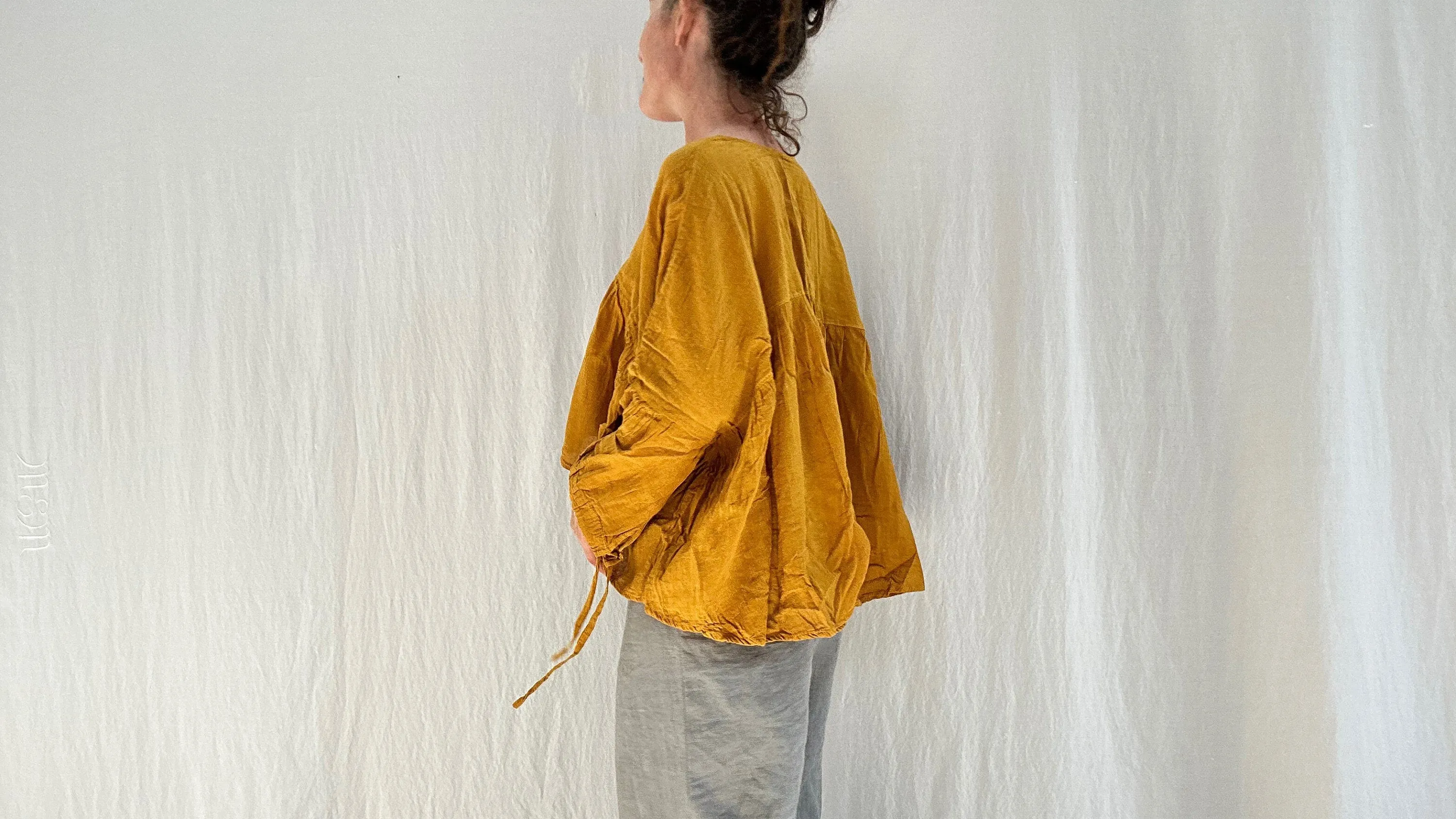 Mexican Gauze Blouse. Mustard. One Size